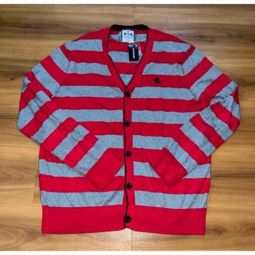 Mens NWT‎ Express Stripe Casual Cardigan Sweater